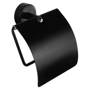 ДЪРЖАЧ ЗА WC ХАРТИЯ С КАПАК, ЧЕРЕН МАТ, MODERNO - Image 1