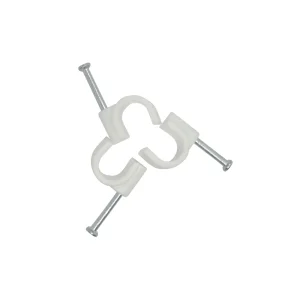 НА СКОБА ЗА КАБЕЛ С ПИРОН, КРЪГЛА, БЯЛА, 10 -100 БР - Image 1
