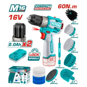 АКУМ. ВИНТОВЕРТ, БЕЗЧЕТКОВ, С ЧЕТКИ, TOTAL, 16V, 2X2AH, 60NM - Image 1