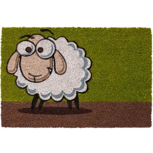 ИЗТРИВАЛКА КОКОС РУКО ПРИНТ ГУМА 40X60СМ, BEE ОВЦА, ЗЕЛЕНО - Image 1